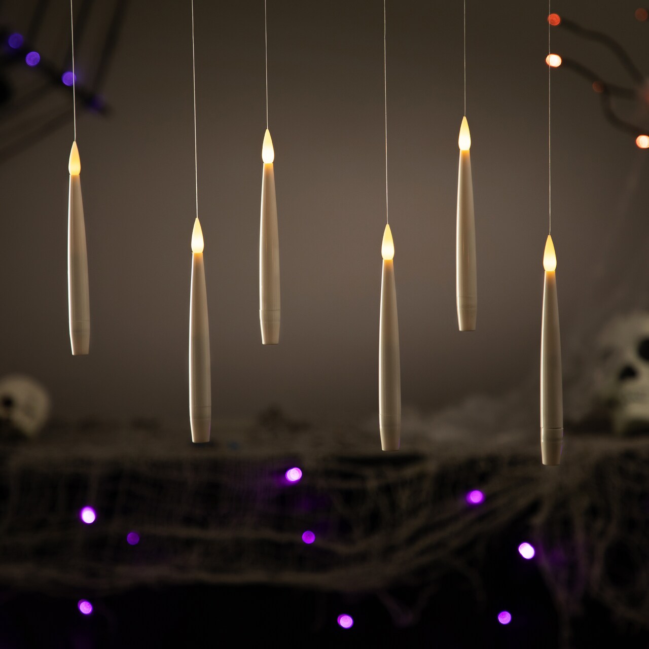 Northlight LED Flameless Flickering Floating Halloween Taper Candles - 6" - Set of 6